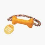 Pawmeal Loofah Bone With Rope Toy Golden Yellow