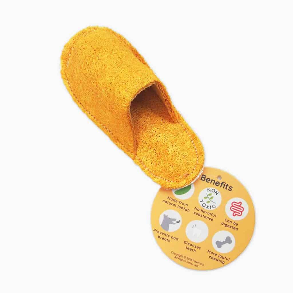 Pawmeal Loofah Slipper Toy Golden Yellow